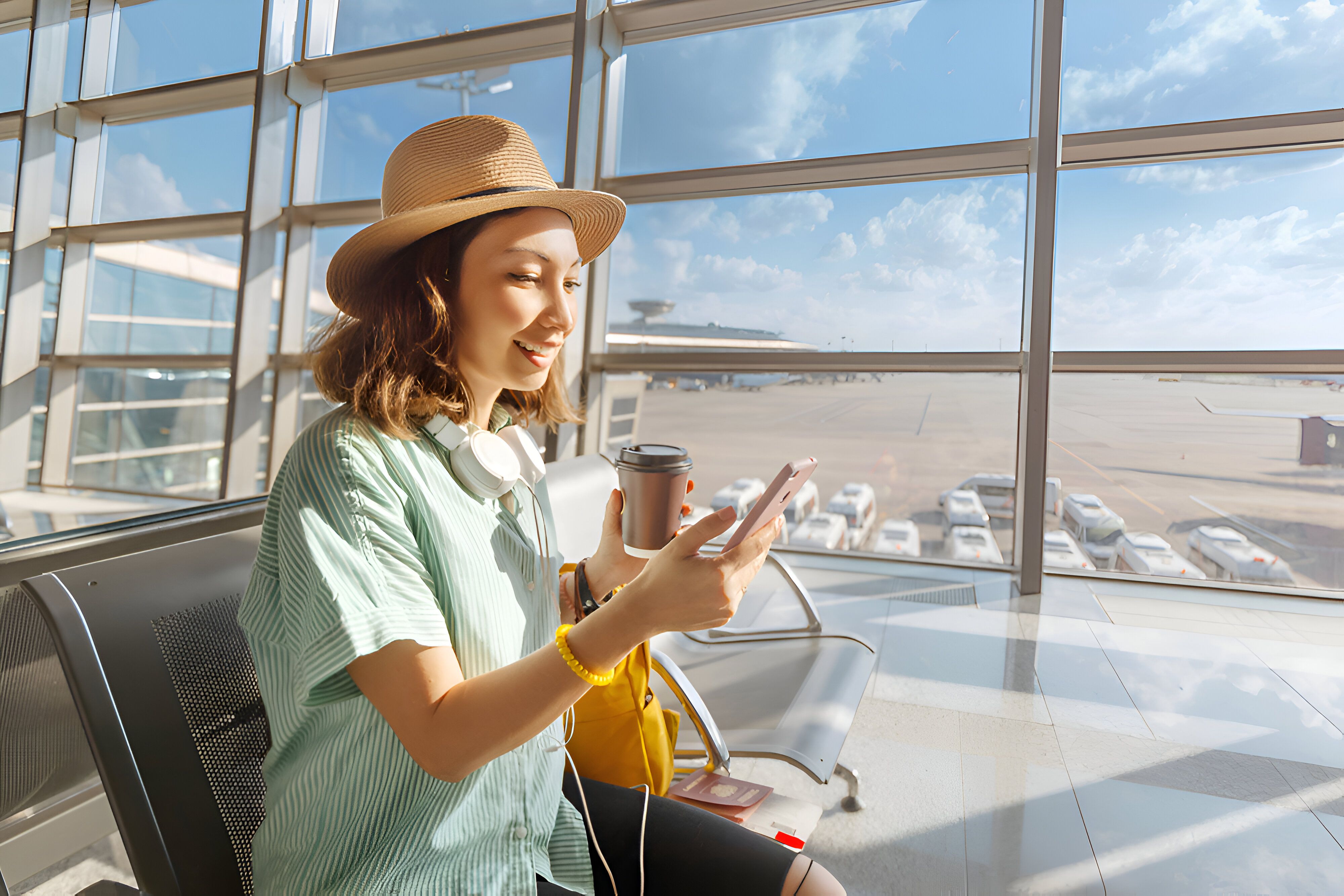 Tourist buying UK SIM card at Heathrow Airport 